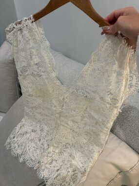 Purple label Ralph Lauren Ivory Lace V-Neck Top
